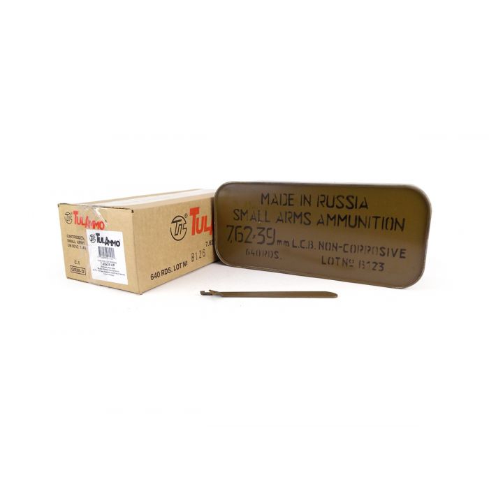 TulAmmo 7.62x39mm 122 Grain JHP - 640 Rounds in Sealed Tin